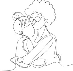 Happy mothers day illustration with woman holding a Flowers. Thank you card with blooming flowers. Use for Boarding Pass, birthday card, invitations, Birthday card Vector illustration