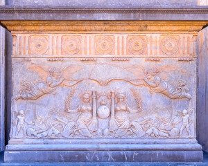 The medieval architecture of the Charles V palace, Alhambra, Granada, Spain