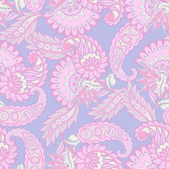 Fototapeta na wymiar Floral Seamless vector pattern with paisley ornament.