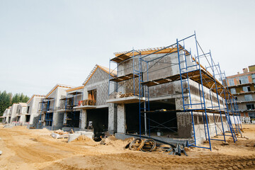 Creative abstract house building and city construction concept outdoor urban view of modern real estate homes