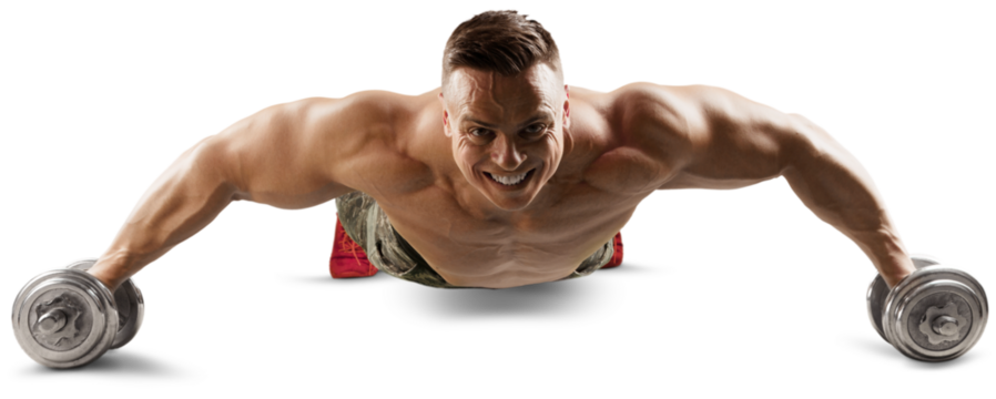 Handsome Athletic Men Exercising with metal bell