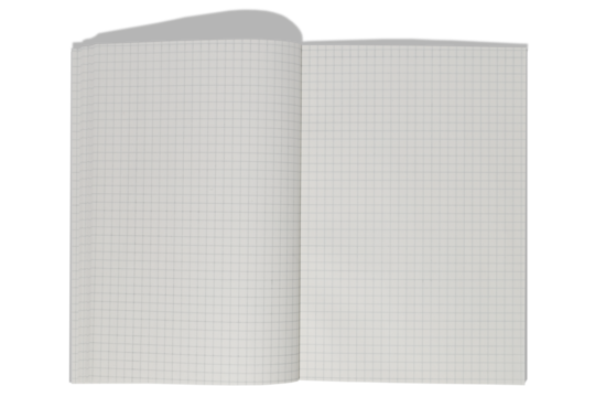 Blank open notebook in a cage isolated on transparent background, copy space for your text or design, top view