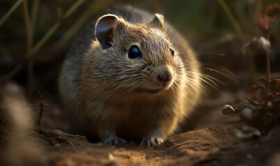 Naklejka na ściany i meble photo of gerbil (rodent) in its natural habitat. Generative AI