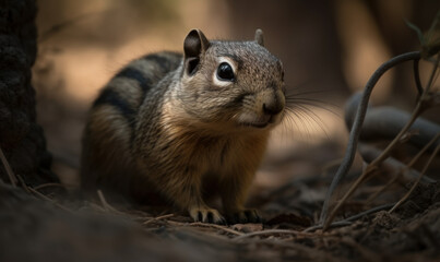 Naklejka na ściany i meble photo of ground squirrel in its natural habitat. Generative AI