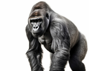 photo of gorilla isolated on white background. Generative AI