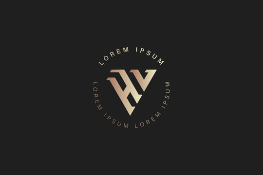 Hv modern luxury monogram typography logo design, hc monogram, hv wordmark, golden hv logo 