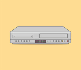 Fototapeta premium retro vintage vcr vhs player minimalist illustration flat vector 90s 80s tech nostalgia movies 