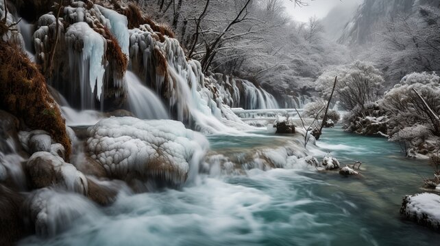 Cascading Wonder: Freezing Time as Jiuzhaigou Valley's Waterfalls Flow