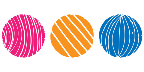 Set of colorful circles with texture and cutouts. Element for design	