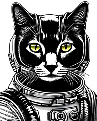 Obraz premium Black cat astronaut