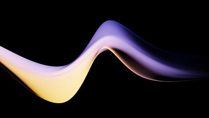 Abstract dark holographic iridescent neon background fluid liquid glass curved wave in motion 3d render. Gradient design element for banners, backgrounds, wallpapers and covers.