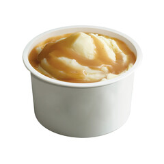 Mashed potatoes in white bowl isolated on white background	
