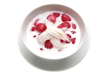 Mock Pomegranate in Coconut Syrup with Coconut milk	
