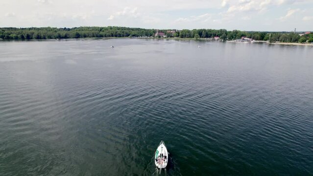 Aerial View of Giżycko Lake and Town - Beautiful Scenery from Drone