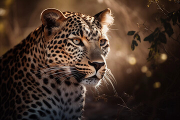 Fototapeta na wymiar Jaguar portrait close up beautiful lit, ai