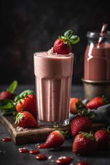 Fresh Fruit Chocolate Blueberries Strawberries Smoothie Healthy Diet Snack Peanut Butter