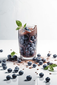 Fresh Fruit Chocolate Blueberries Strawberries Smoothie Healthy Diet Snack Peanut Butter
