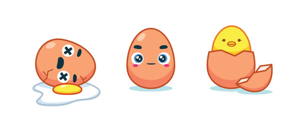 The Three Cute Eggs. Isolated Vector Illustration.