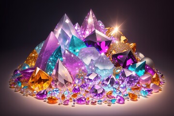 a heap of crystals and jewels by ai generated