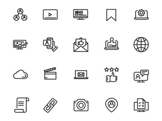 set icon social media network and web