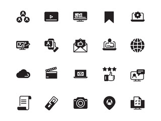 set icon social media network and web