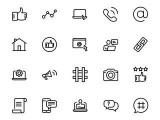 set icon social media network and web