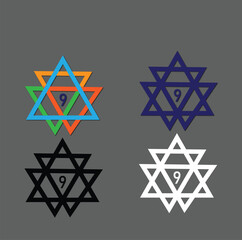 Triangles pointing inward arranged in circular shape - can be used as infographics element with four to nine parts.Set Of Different Colorful Angled Pie Charts.