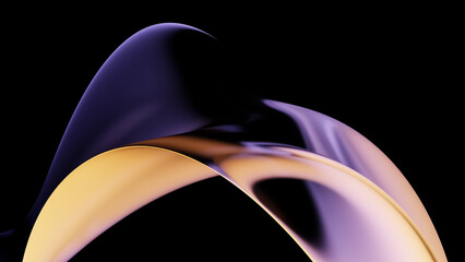 Abstract dark holographic iridescent neon background fluid liquid glass curved wave in motion 3d render. Gradient design element for banners, backgrounds, wallpapers and covers.