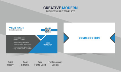 blue and white business card design template