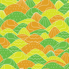 A grass hills landscape seamless vector pattern