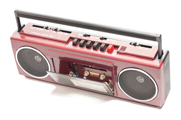 Retro portable stereo cassette recorder