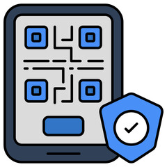 Conceptual flat design icon of mobile security