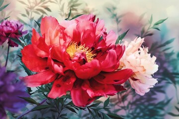 Obraz premium flower background, watercolor - Ai