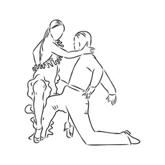 Sketch of samba dancer isolated on white background