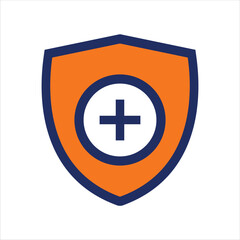 Obraz premium shield icon blue and orange insurance flat icon