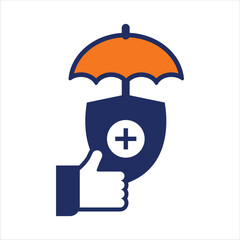 umbrella icon blue and orange insurance flat icon