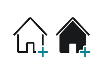 Fototapeta premium House add plus icon. illustration vector