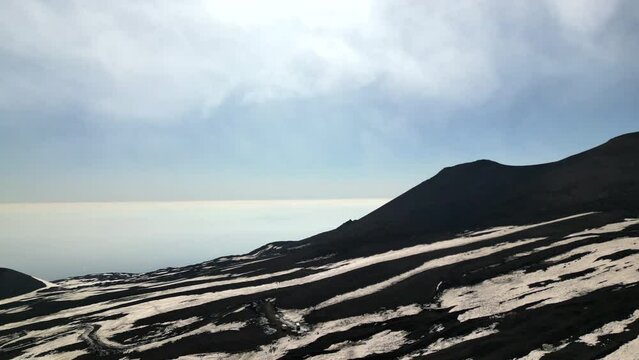 Volcano Etna eruption Aerial 4K drone View of the inside South Eastern Crater of Mount In Sicily, Italy