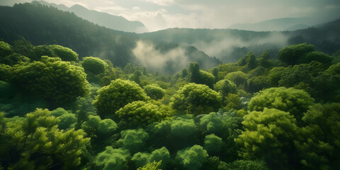 Forest view from above, top view forest as the lungs of the world. wallpapers. ai generated