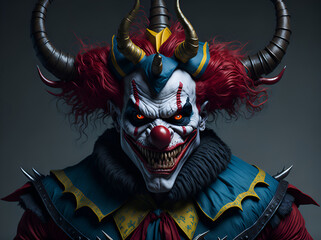 evil demon clown. Created with AI technology
