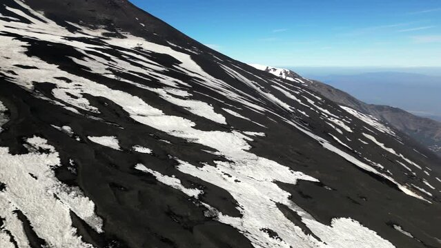 Volcano Etna eruption Aerial 4K drone View of the inside South Eastern Crater of Mount In Sicily, Italy