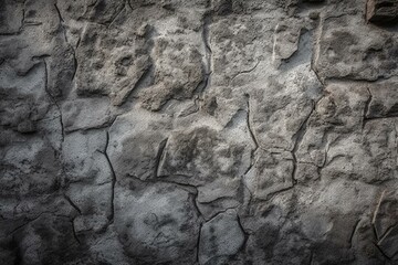 Close-up of stone texture resembling old rough concrete wall with gray grunge finish. Generative AI