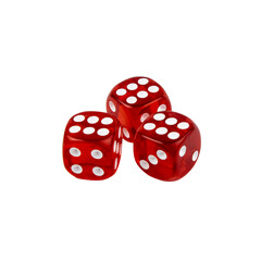 Casino dice with sixes on white isolated, close-up