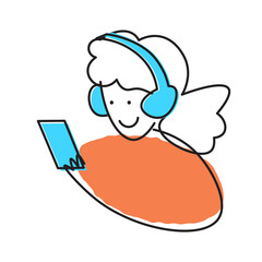 Doodle of business people isolated on transparent background.