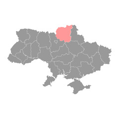 Chernihiv oblast map, province of Ukraine. Vector illustration.