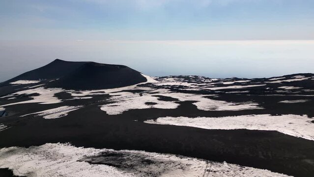 Volcano Etna eruption Aerial 4K drone View of the inside South Eastern Crater of Mount In Sicily, Italy
