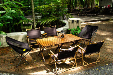 empty chair and table