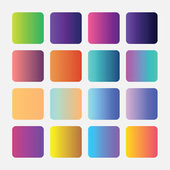 UI Gradient Color Swatches. Vector gradients background. Web Gradient. X style trend colors. Modern cover template design. Set of trendy colorful gradient vector illustrations. Background for flyer.