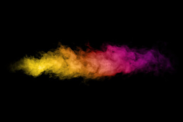 Colorful smoke close-up on a black background.