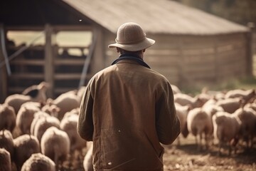 farmer practicing sustainable and animal-friendly methods in animal husbandry, showcasing positive approaches and solutions for livestock farming